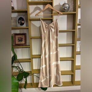 Blu Pepper Beige and White Maxi Slip Dress